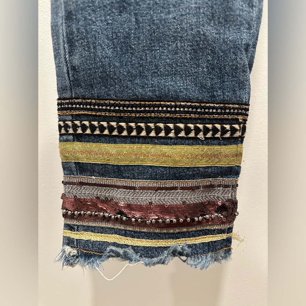 Pilcro High-Rise Embroidered Slim Straight Jeans, Denim Medium Blue - Picture 9 of 16